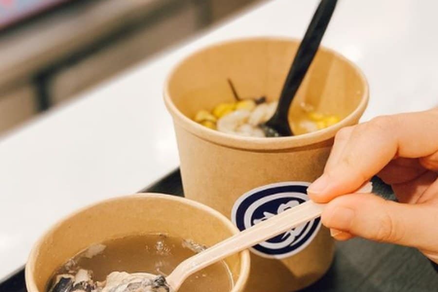 Soup in a takeaway cup